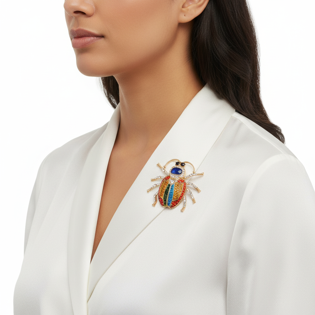 Rainbow Beetle Brooch Lifestyle Side