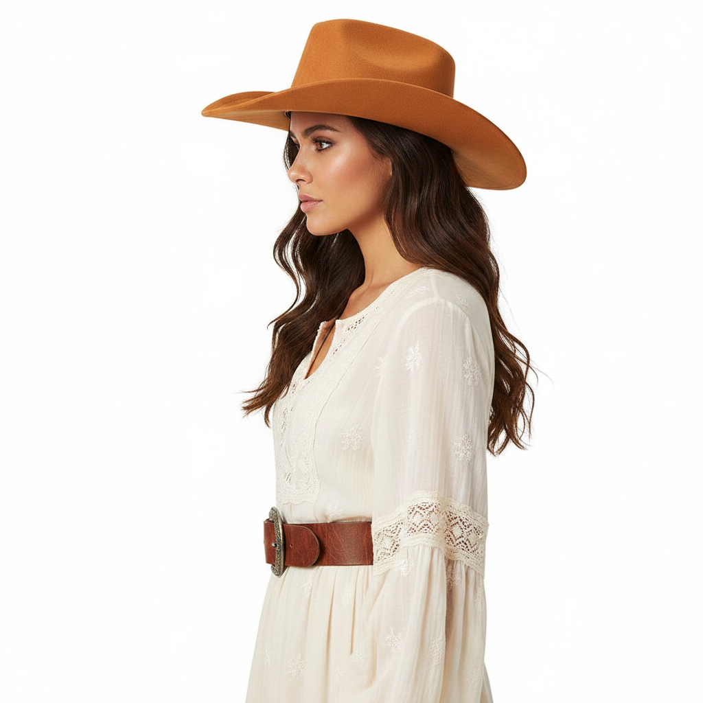Tan Cowboy Fedora – Side Lifestyle