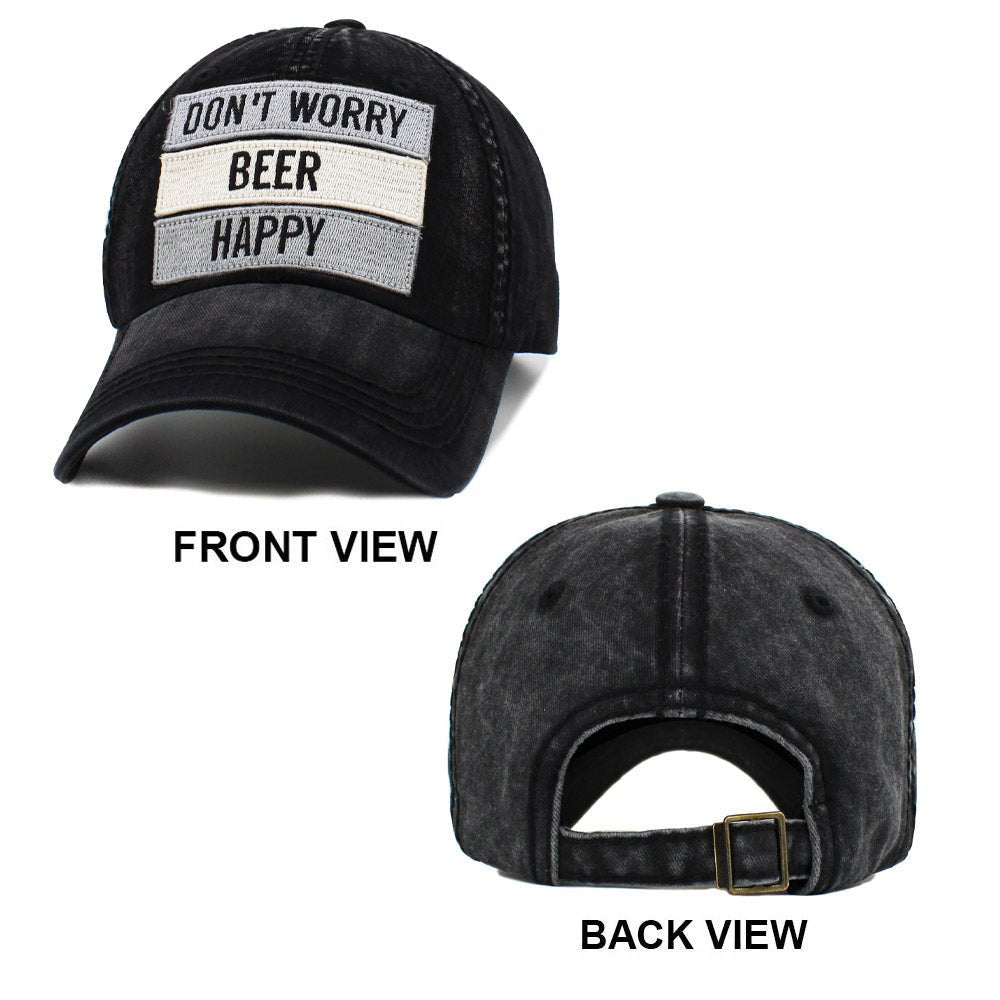 "Don't Worry Beer Happy" Funny Baseball Cap - Hautefull