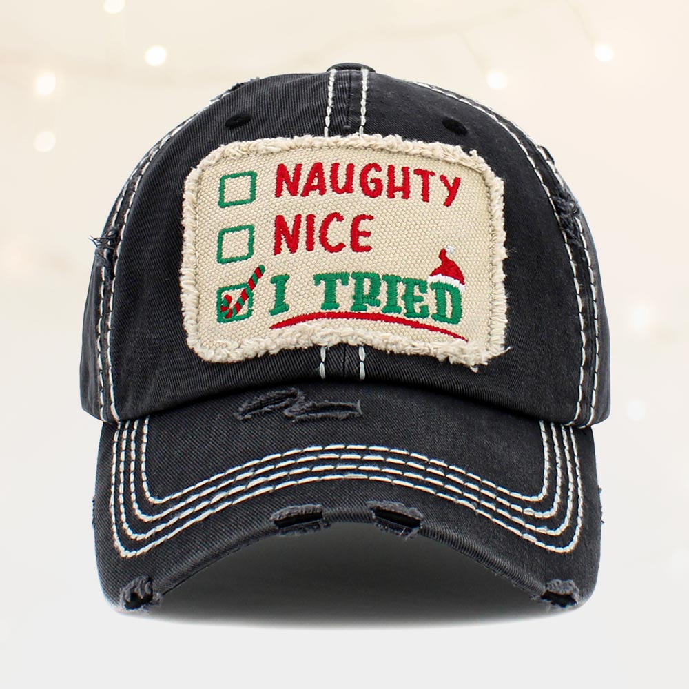 " I Tried" Message for Santa Baseball Cap - Hautefull