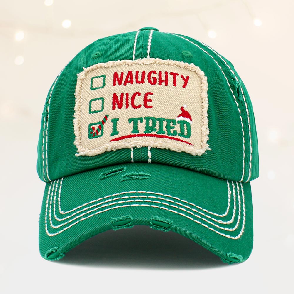 " I Tried" Message for Santa Baseball Cap - Hautefull