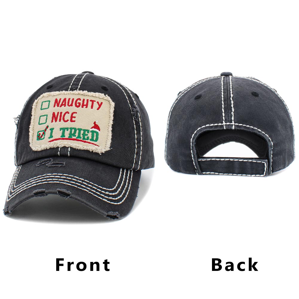 " I Tried" Message for Santa Baseball Cap - Hautefull