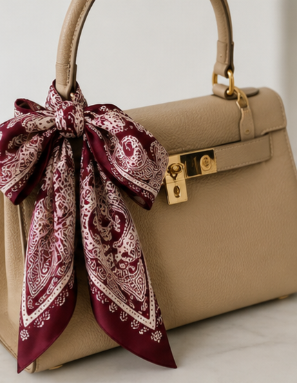 Burgundy Paisley Square Scarf for Women