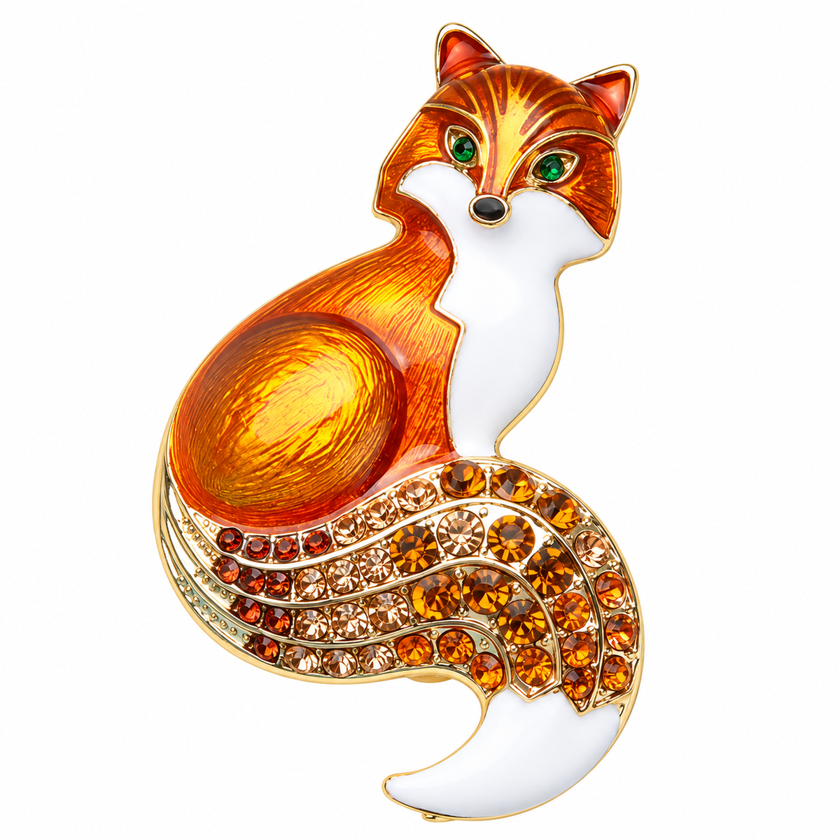 Woodland Fox Enamel & Rhinestone Brooch Set – 3 Pieces