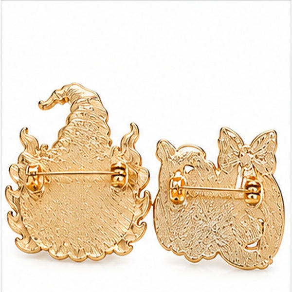 Halloween Brooch Set – Pumpkin Witch Hat & BOO Ghost Pins