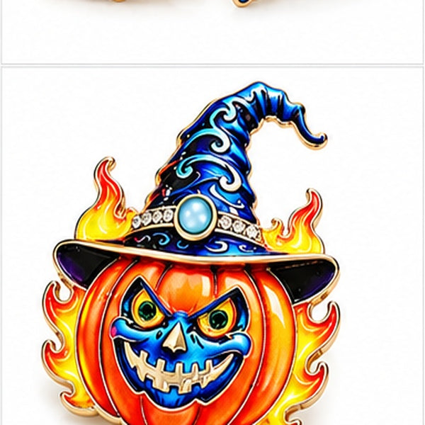 Halloween Brooch Set – Pumpkin Witch Hat & BOO Ghost Pins