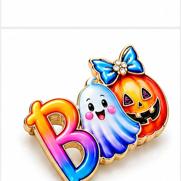 Halloween Brooch Set – Pumpkin Witch Hat & BOO Ghost Pins