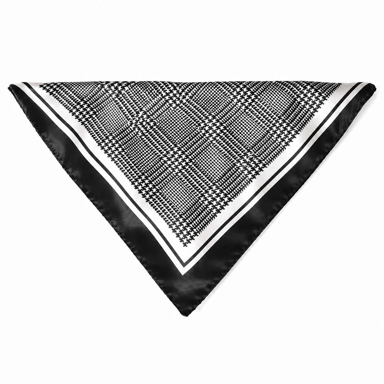 Houndstooth Glen Plaid Silk-Feel Square Scarf 35"x35"