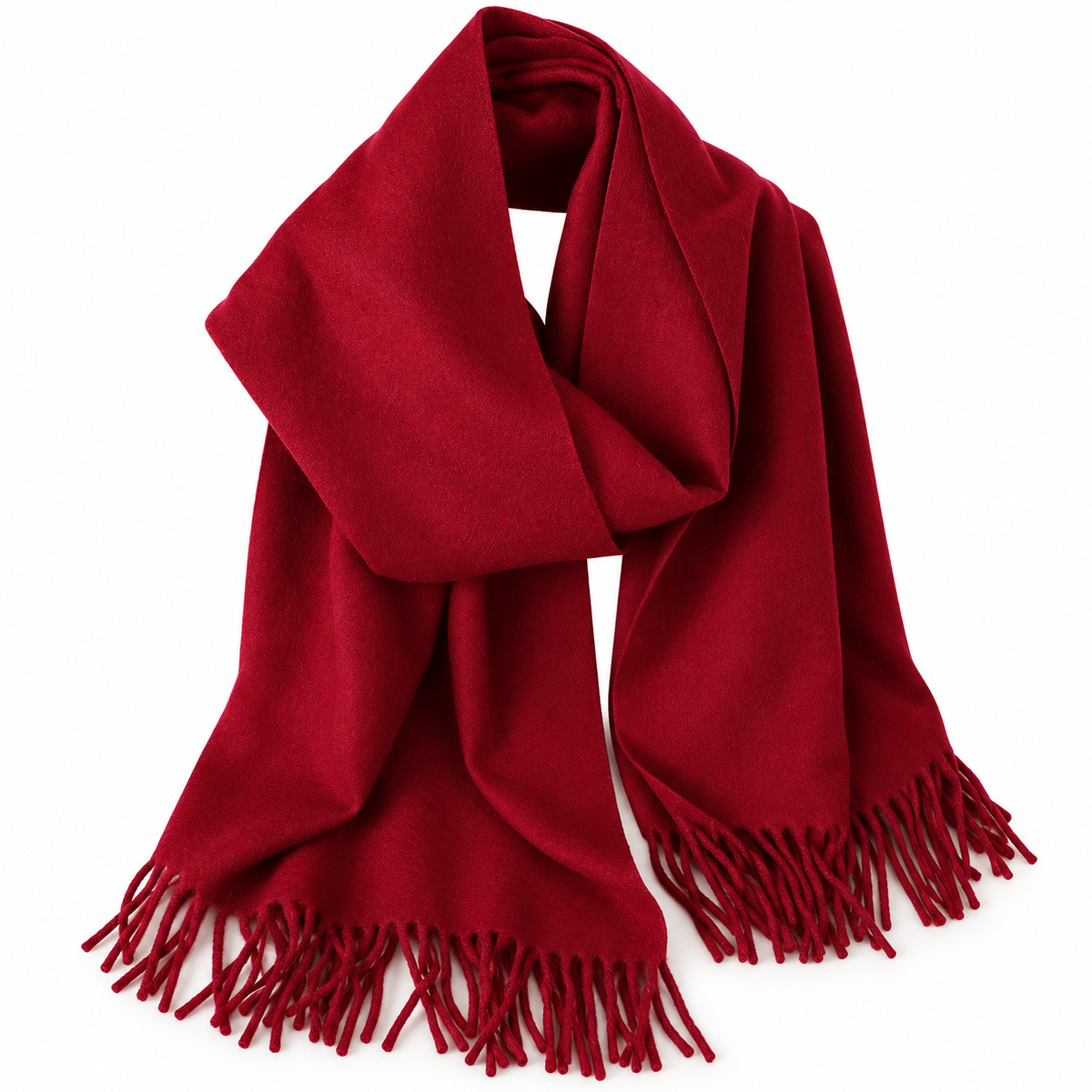 Super Soft Cashmere Feel Acrylic Scarf Wrap Burgundy Red Long Fringe