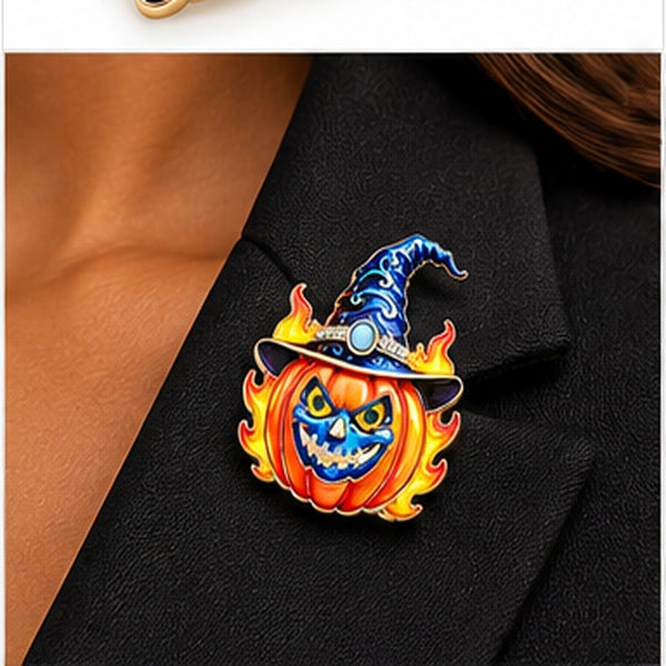 Halloween Brooch Set – Pumpkin Witch Hat & BOO Ghost Pins