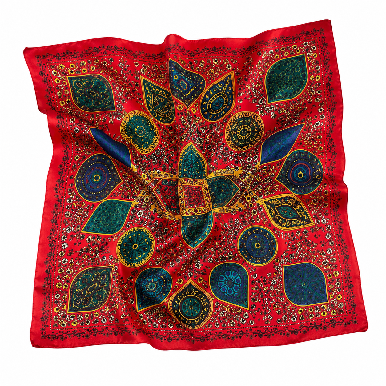 Red Paisley Silk-Feel Square Scarf – 27 x 27 Inches | Neck Scarf, Handbag Wrap & Hair Accessory for Women