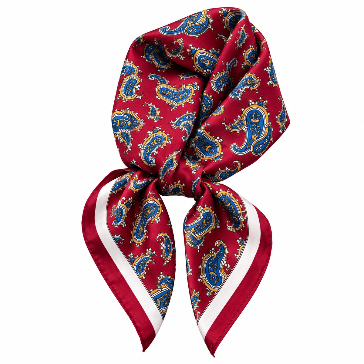 Women's Two-Piece Paisley Square Scarf Set, Black & Burgundy
