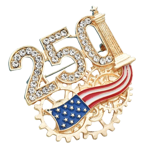 Patriotic USA Flag Brooch Pin 250th Anniversary Crystal Lapel Pin 2026 Celebration Jewelry