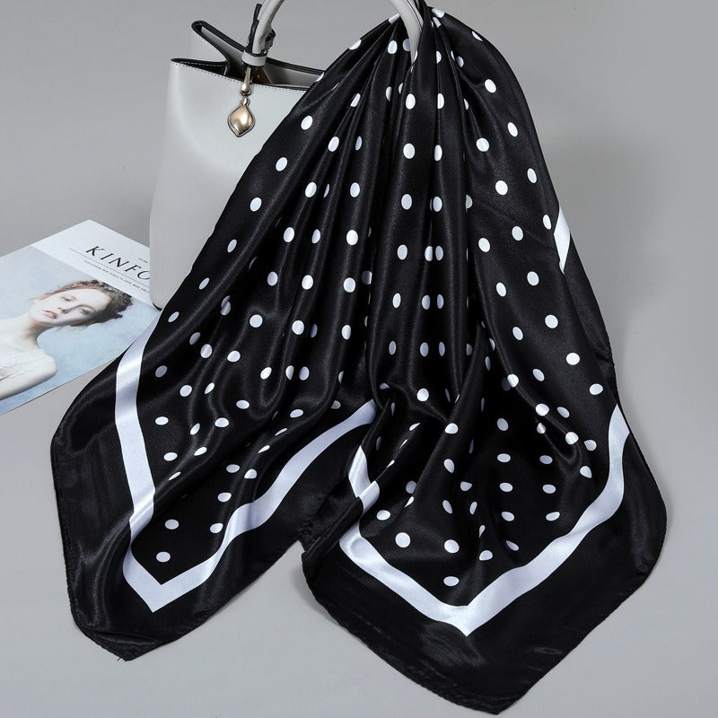 Polka dot satin scarf lifestyle image