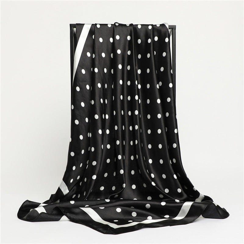 Silk-feel satin polka dot scarf set product image