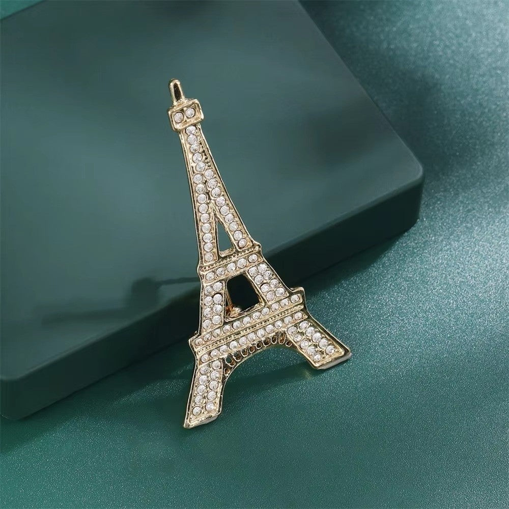 Crystal rhinestone perfume bottle brooch with teardrop dangles – measurement image showing 2" x 2" size