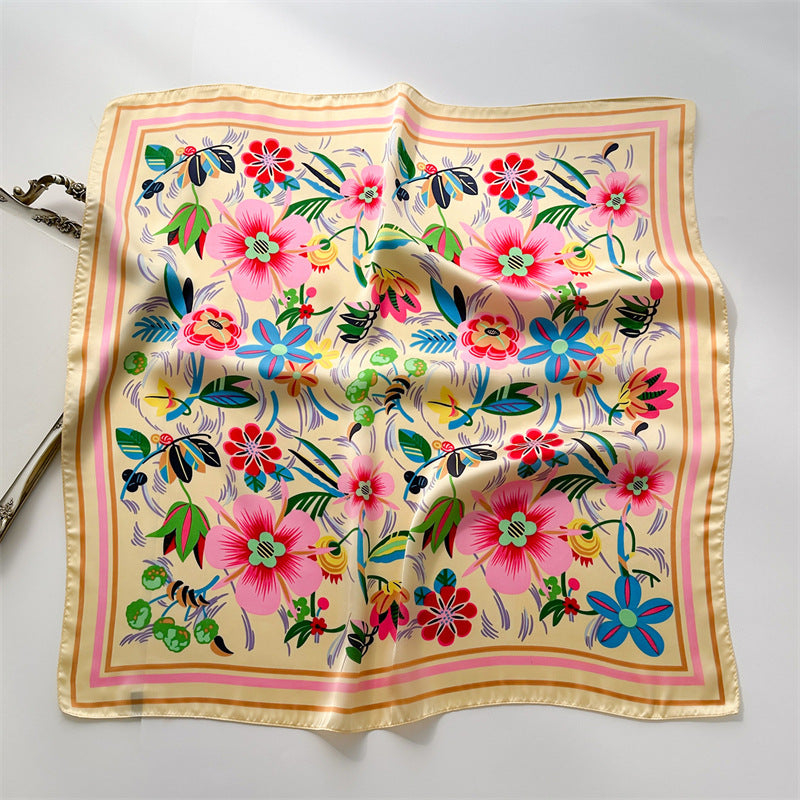 2-Piece Floral Silk-Feel Square Scarf Set | 70cm x 70cm