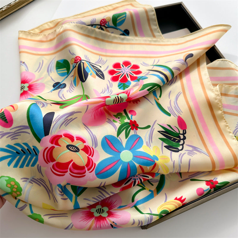 2-Piece Floral Silk-Feel Square Scarf Set | 70cm x 70cm