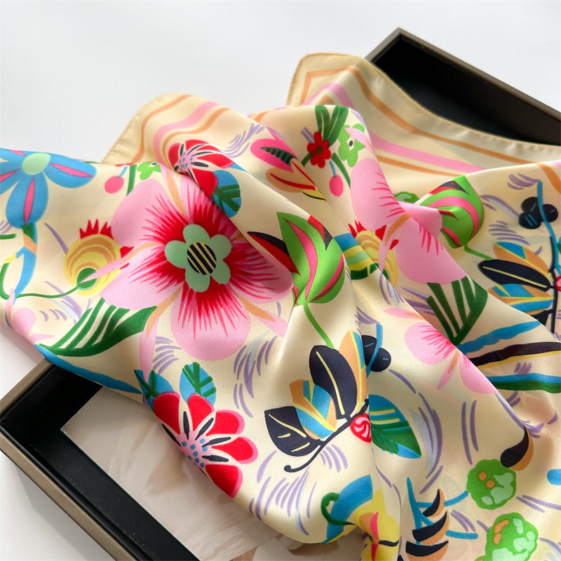 2-Piece Floral Silk-Feel Square Scarf Set | 70cm x 70cm