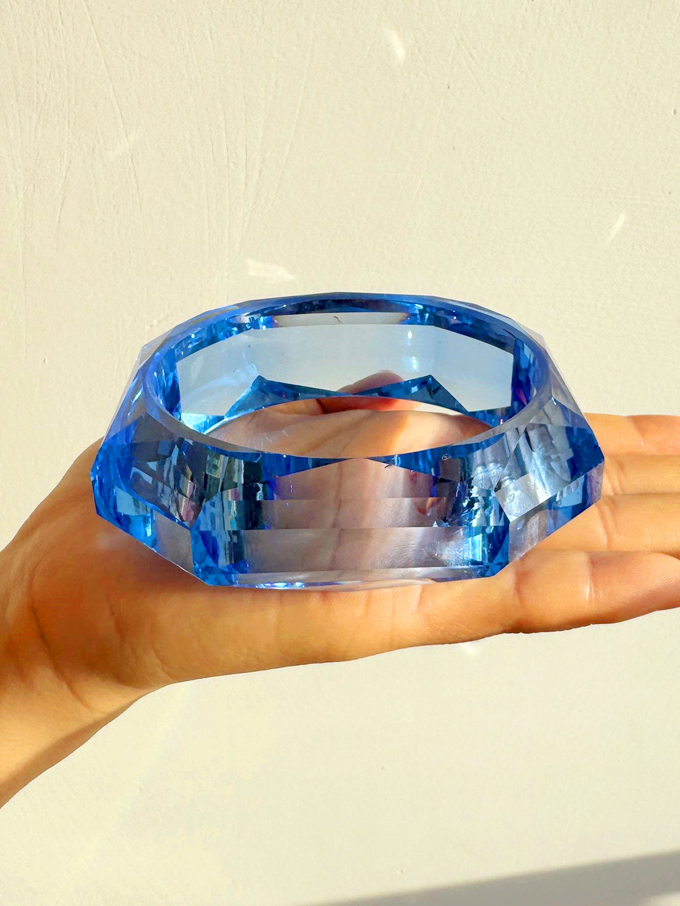 Geometric Faceted Resin Bangle Bracelet Stackable Statement Jewelry