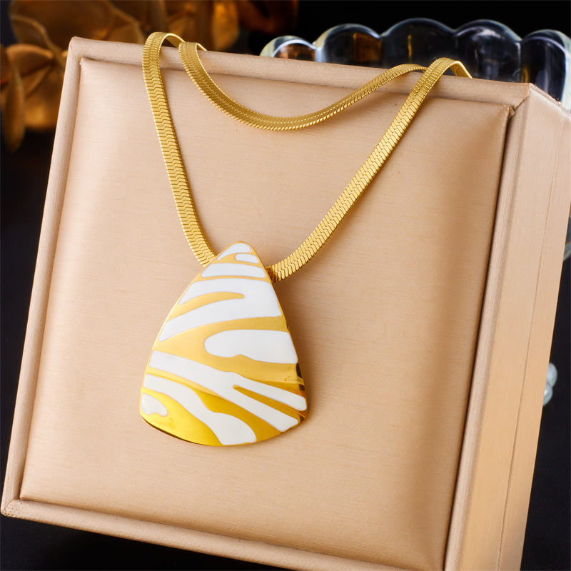 Gold Tone Zebra Pattern Pendant Necklace Ring Earrings Set for Women