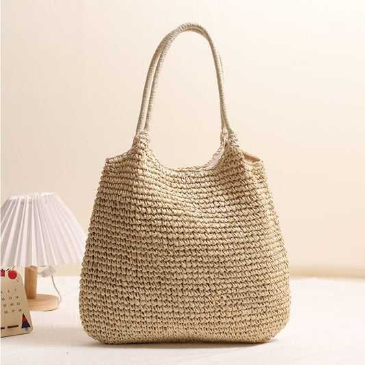 Woven Straw Shoulder Tote Beach Bag Handbag