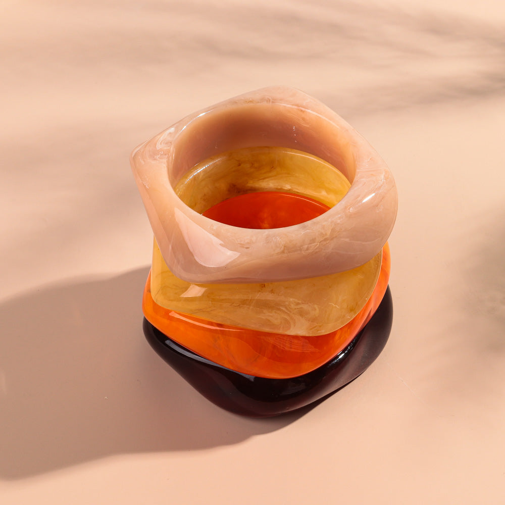 Acrylic Resin Bangle Bracelet Irregular Square Chunky Statement Jewelry