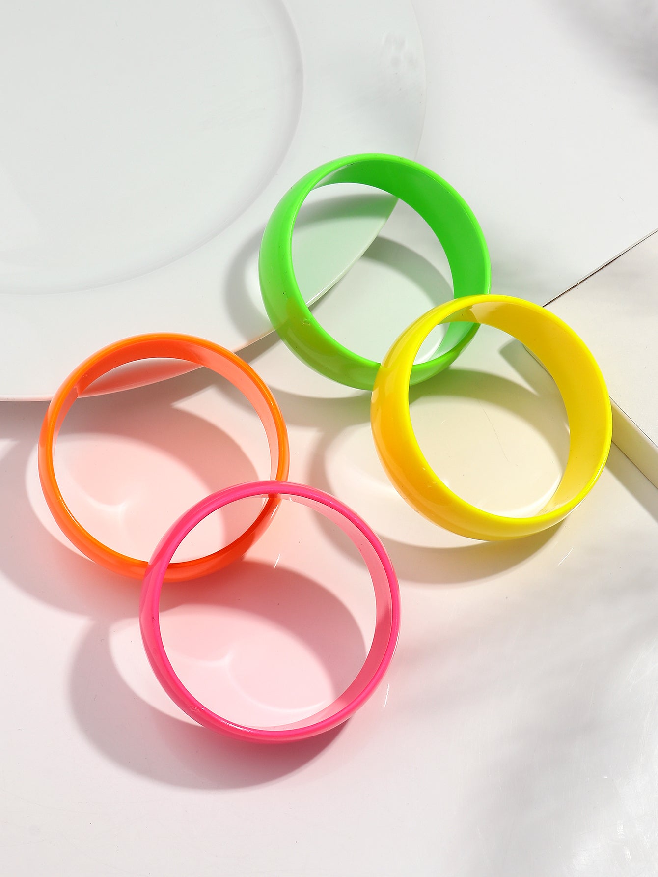 3pcs Neon Colorful Bangle Set Stackable Summer Jewelry Fashion Accessory