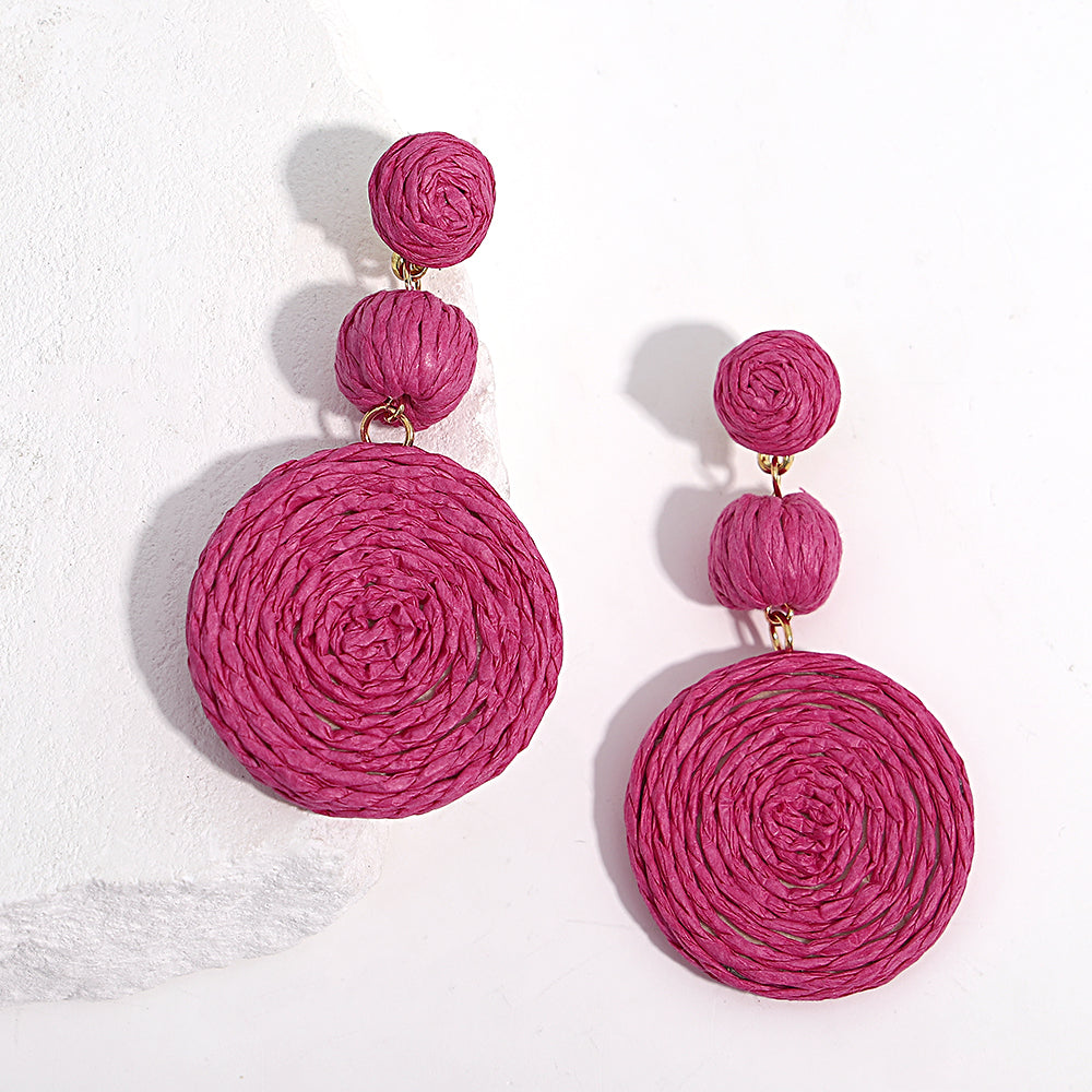 Hemp Rope Circle Dangle Earrings Handmade Boho Statement Lightweight Drop Earrings Multicolor Artisan Jewelry