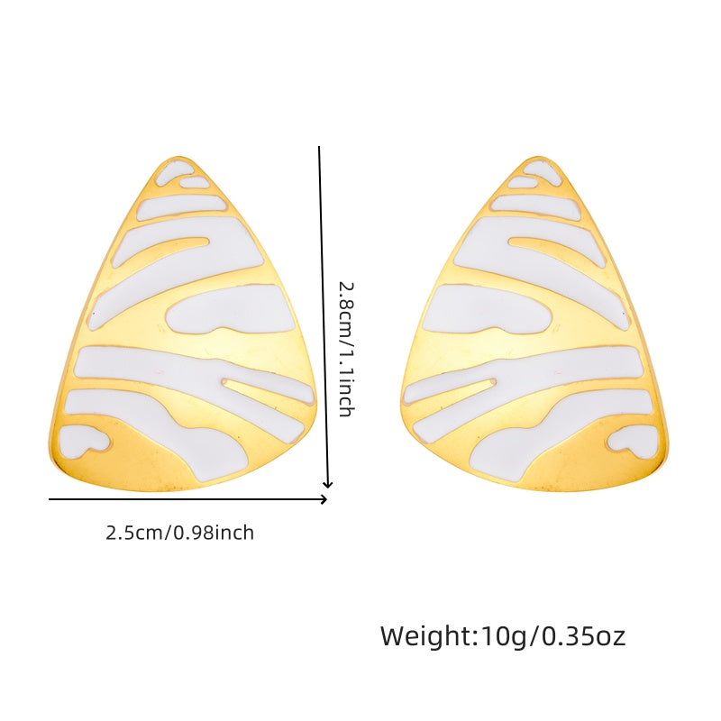Gold Tone Zebra Pattern Pendant Necklace Ring Earrings Set for Women