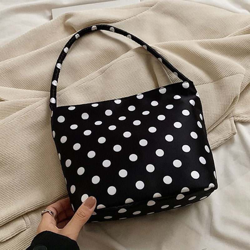 Trendy Polka Dot Shoulder Bag with Cute Teddy Bear Charm