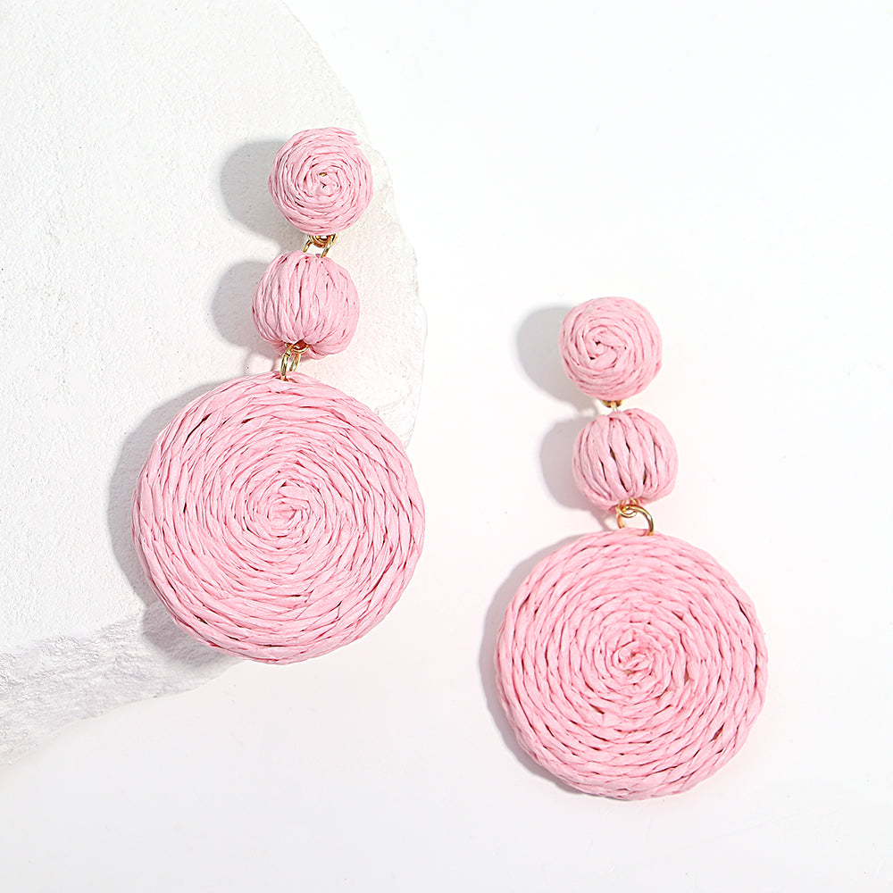Hemp Rope Circle Dangle Earrings Handmade Boho Statement Lightweight Drop Earrings Multicolor Artisan Jewelry