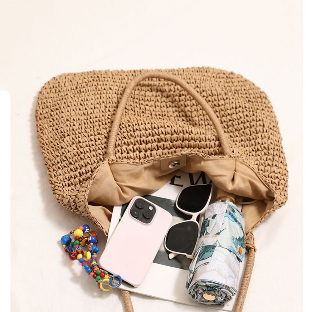 Woven Straw Shoulder Tote Beach Bag Handbag