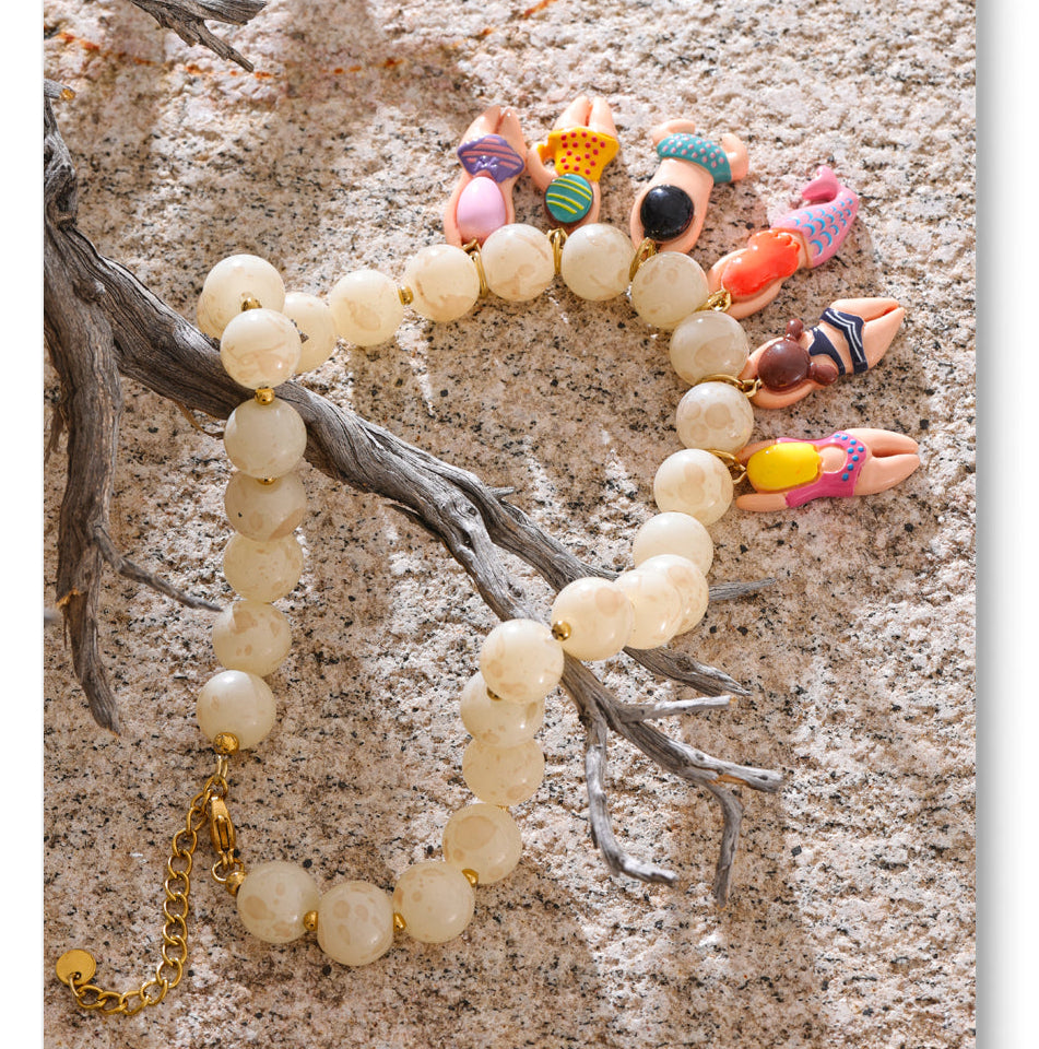 Swimmer Girl Charm Beaded Necklace Fun Beach Summer Jewelry