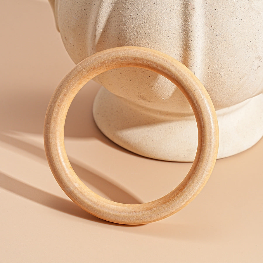 3pc Wood Wide Bangle Set Coffee Solid Pattern Natural Boho Fashion Bracelets