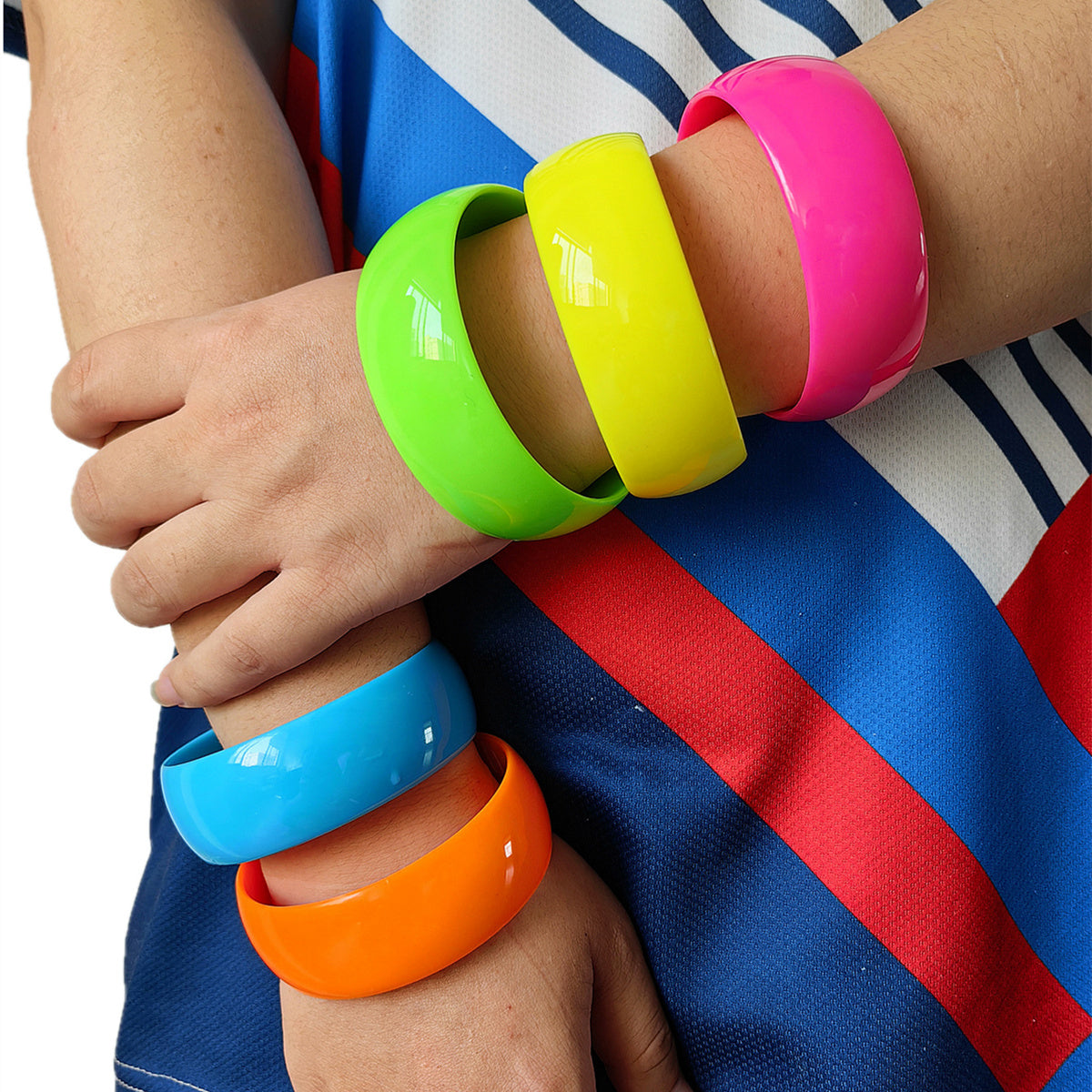3pcs Neon Colorful Bangle Set Stackable Summer Jewelry Fashion Accessory