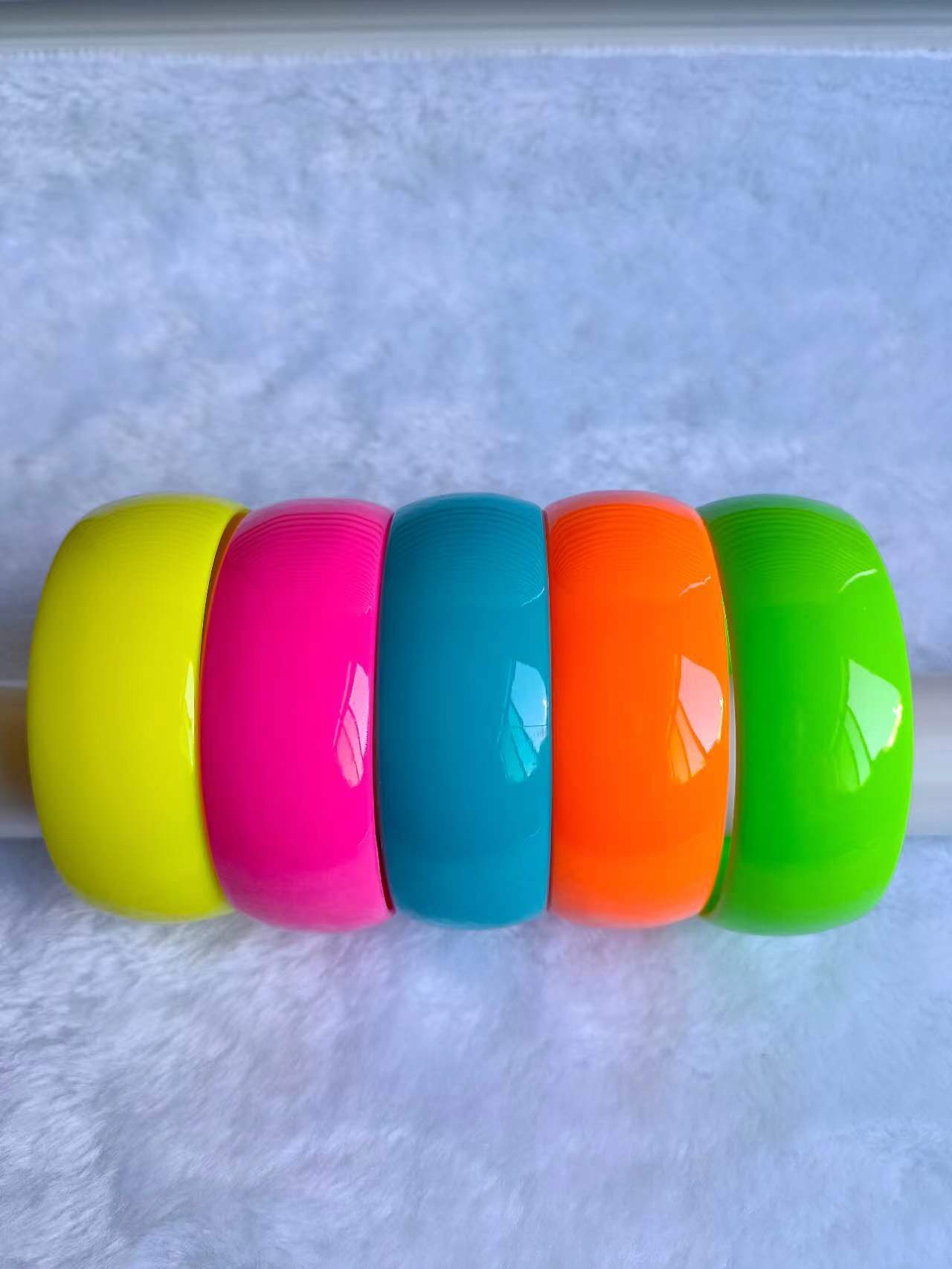 3pcs Neon Colorful Bangle Set Stackable Summer Jewelry Fashion Accessory