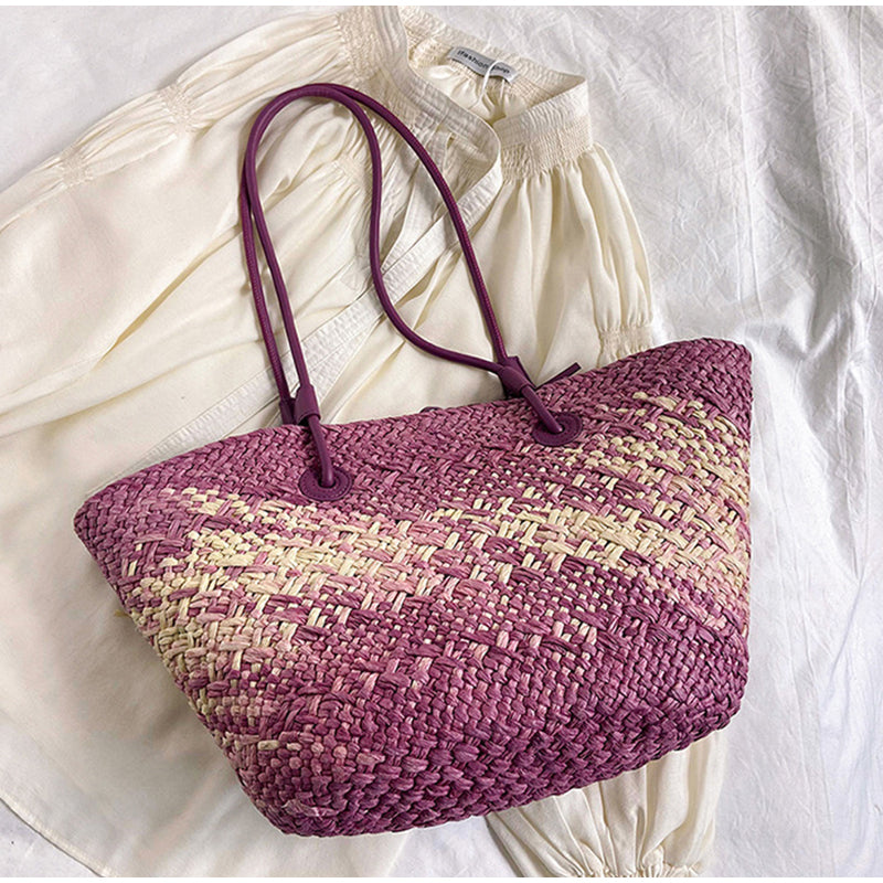 Woven Straw Tote Bag Summer Beach Shoulder Bag