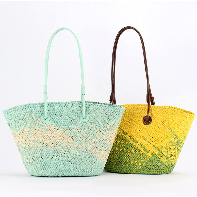 Woven Straw Tote Bag Summer Beach Shoulder Bag
