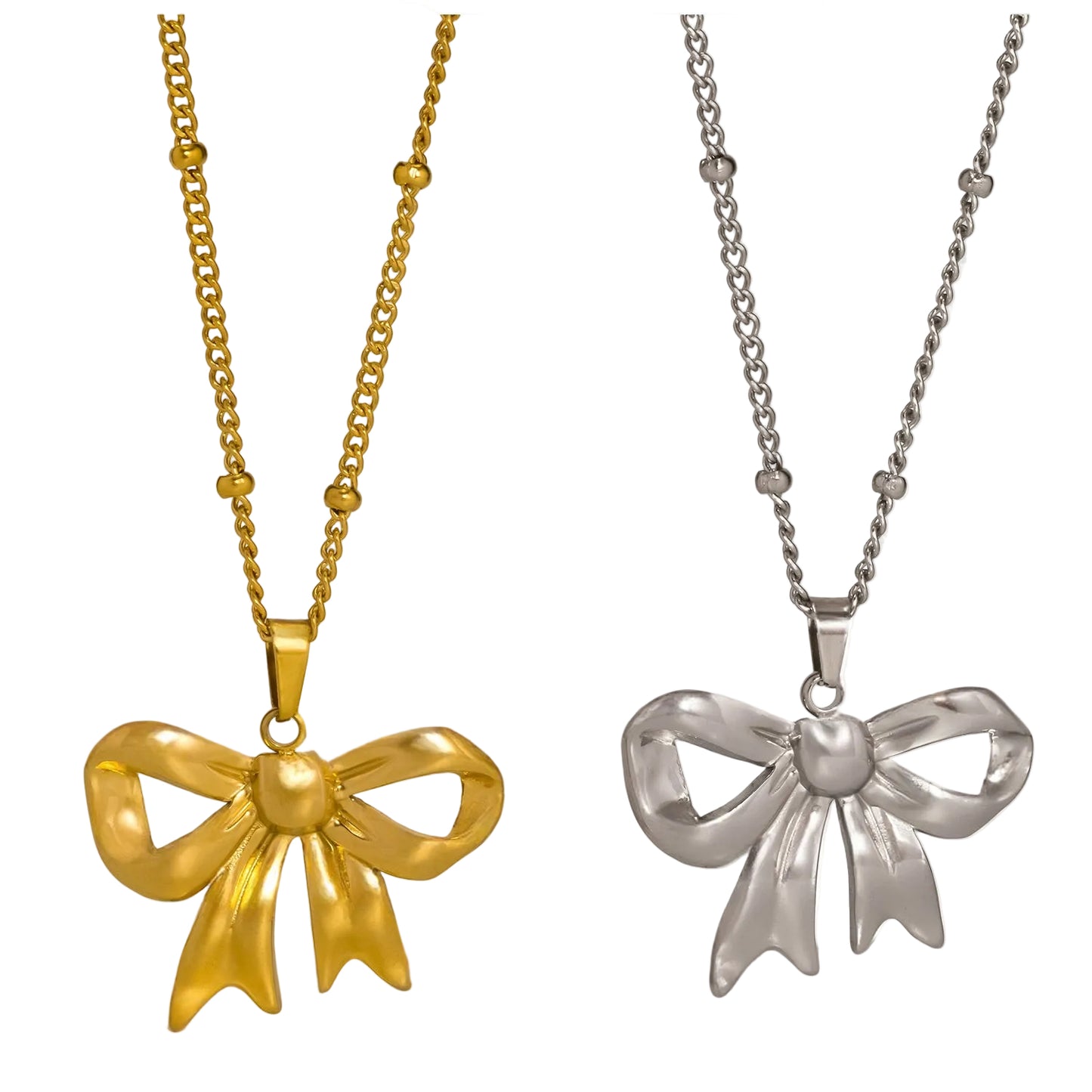 Bowknot Necklace Stainless Steel Gold or Silver Plated Tarnish Resistant