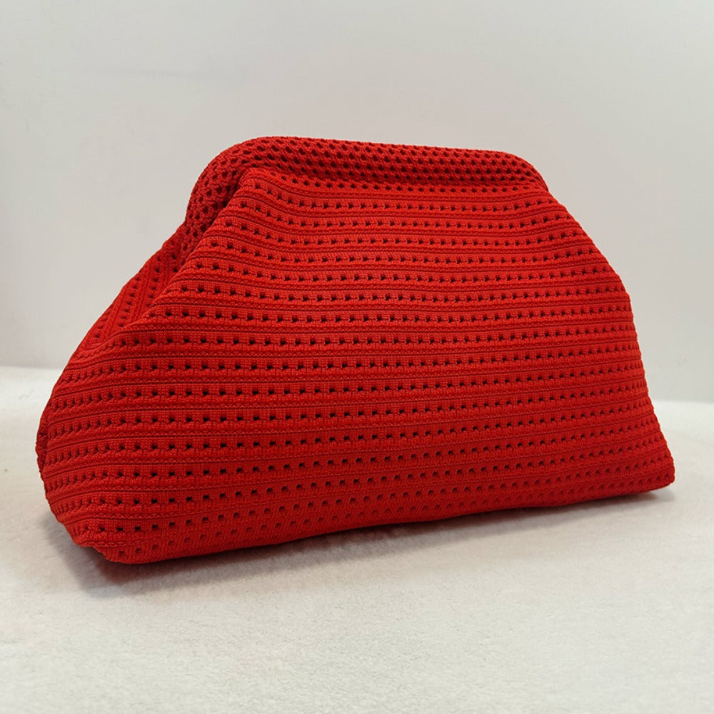 Crochet Knitted Dumpling Clutch Bag Gold Chain Crossbody