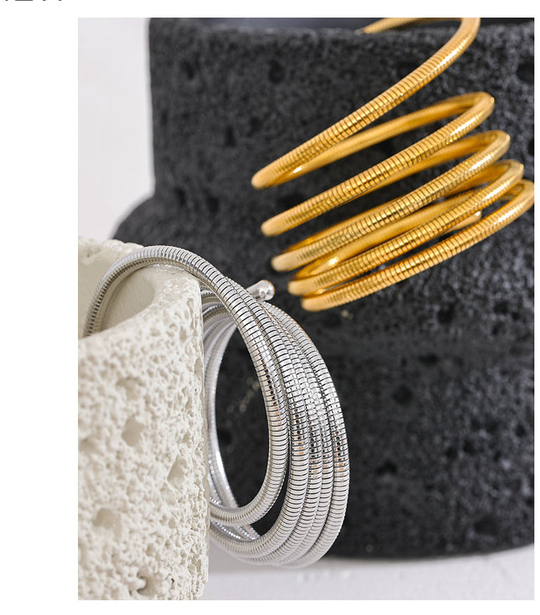 Stainless Steel Cobra Coil Gas Pipe Bracelet Wrap Bangle Tarnish Free