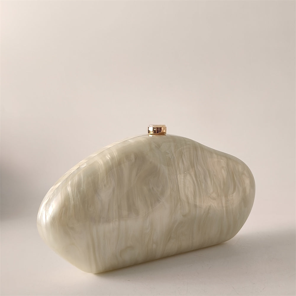 White Marble Acrylic Evening Clutch Bag Mother of Pearl Bride Prom Handbag