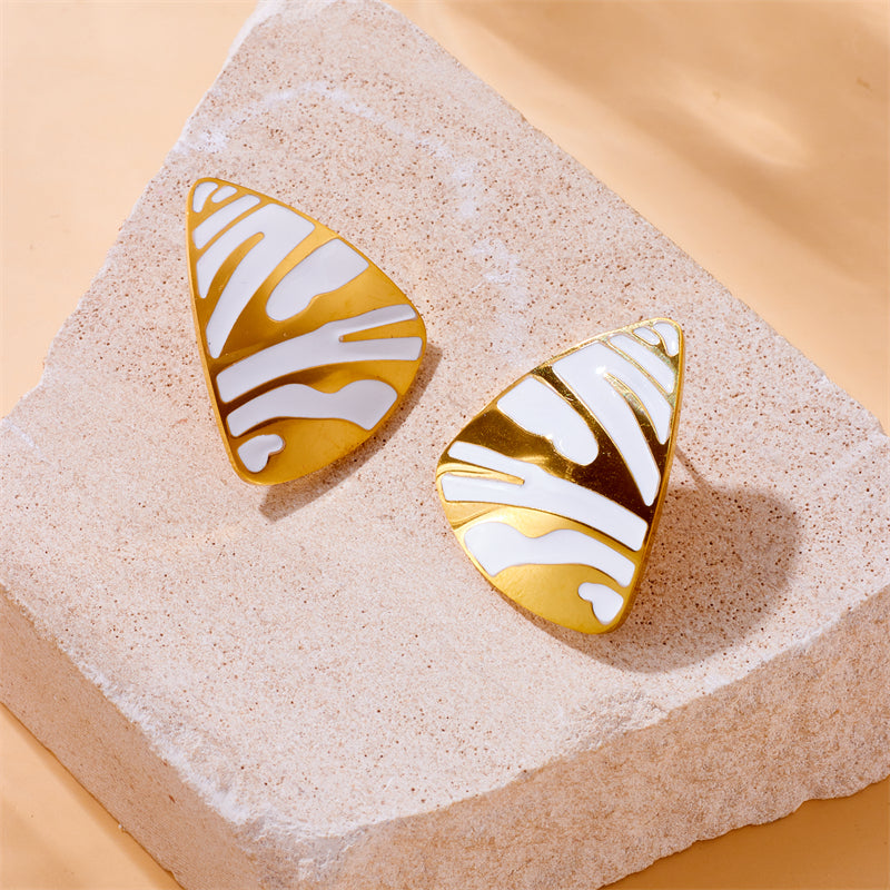 Gold Tone Zebra Pattern Pendant Necklace Ring Earrings Set for Women