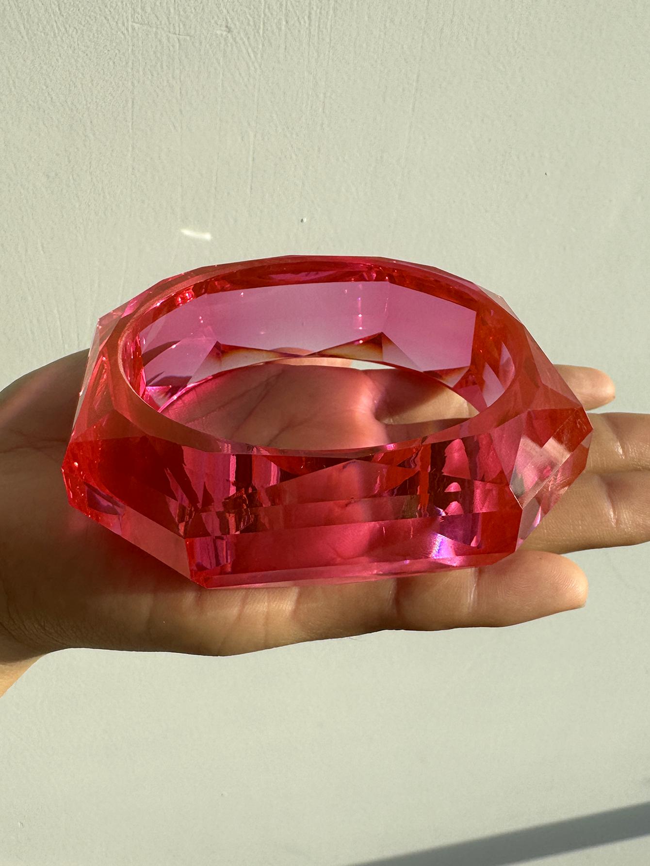 Geometric Faceted Resin Bangle Bracelet Stackable Statement Jewelry