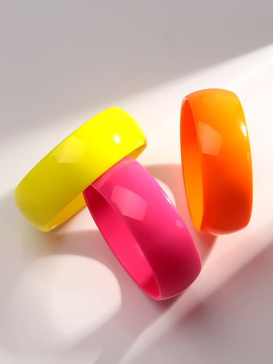 3pcs Neon Colorful Bangle Set Stackable Summer Jewelry Fashion Accessory