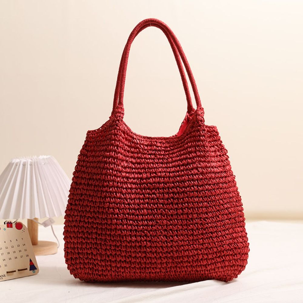 Woven Straw Shoulder Tote Beach Bag Handbag