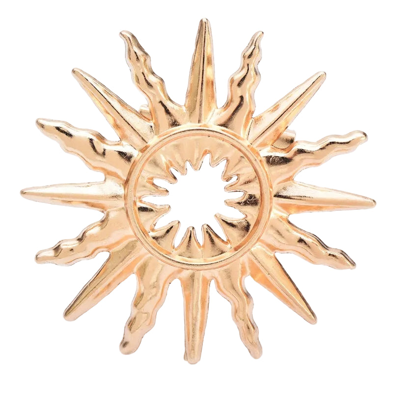Vintage Style Gold Sunburst Brooch Celestial Sun Star Jewelry Accessory