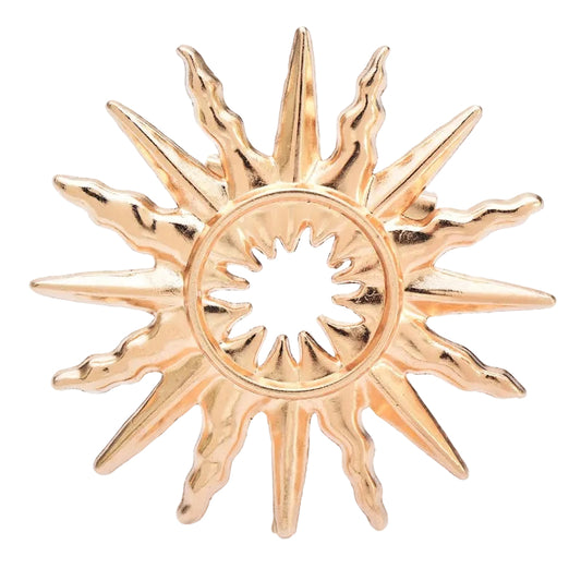 Vintage Style Gold Sunburst Brooch Celestial Sun Star Jewelry Accessory