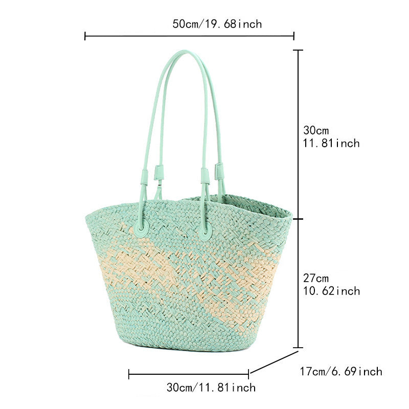 Woven Straw Tote Bag Summer Beach Shoulder Bag